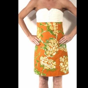 Lilly Pulitzer Orange White Strapless Dress